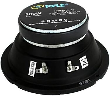 Автомобільна акустика Pyle PDMR6 16,5 см, 300 Вт, середньочастотний динамік, герметична задня частина, паперова мембрана, 93 дБ, 8 Ом