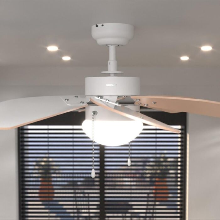 Стельовий вентилятор Cecotec EnergySilence 3600 Vision 92 см з лампами, 50 Вт, 3 швидкості, білий/блакитний