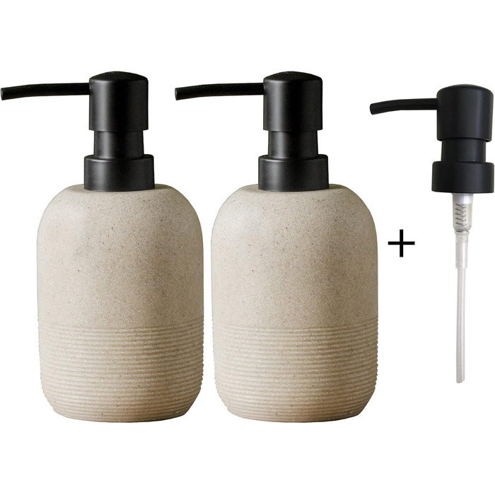 Набір дозаторів для мила, бежевий: для ванної кімнати та кухні, елегантний дизайн