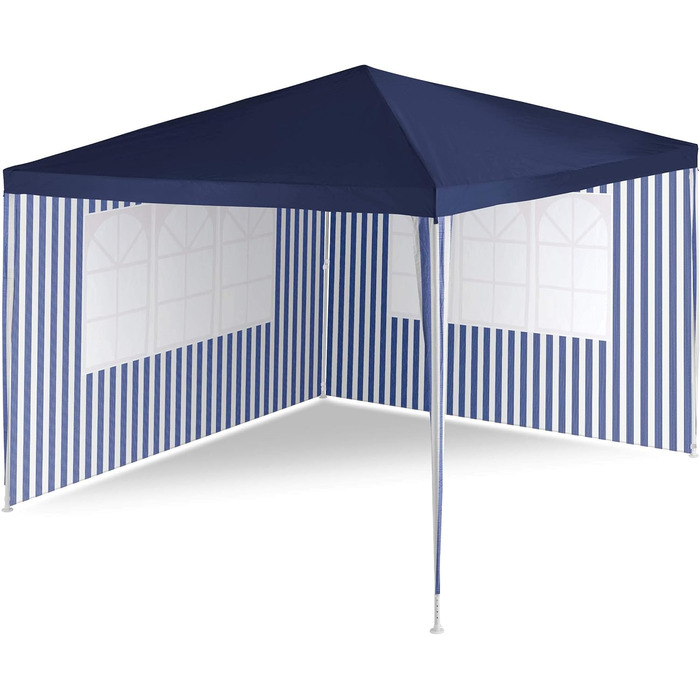 PE Pavilion Party Tent with 2 Side Panels for Garden, Terrace, Market, Camping, Festival as Shelter and Tarp, Waterproof 3 x 3 m blue
