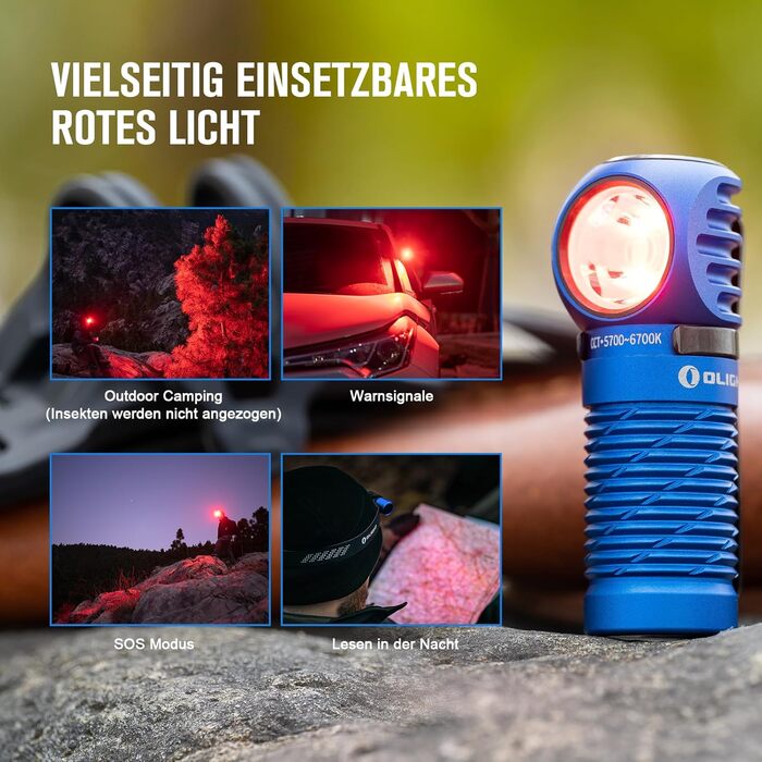 OLIGHT Perun 2 Mini LED Headlamp 1100 Lumens 150 Meters, USB Rechargeable EDC Flashlight with Red Light, 5 Light Modes Waterproof Headlamp with Headband for Camping, Emergencies (Blue, Cold White)