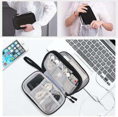 Органайзер для кабелів Simpolor: чорний кейс для зберігання дрожів, USB-накопичувачів, SD-карт та аксесуарів