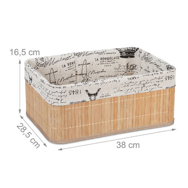 Relaxdays Bamboo Storage Basket with Print
