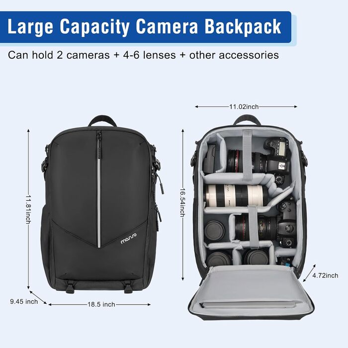 MOSISO Рюкзак для фотокамери, водонепроникний, для Canon/Nikon/Sony, з відділенням для ноутбука 16