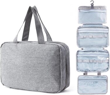 Кришталево-сіра дорожня косметичка Pinkiou з гачком для підвішування - велика, водонепроникна, для жінок