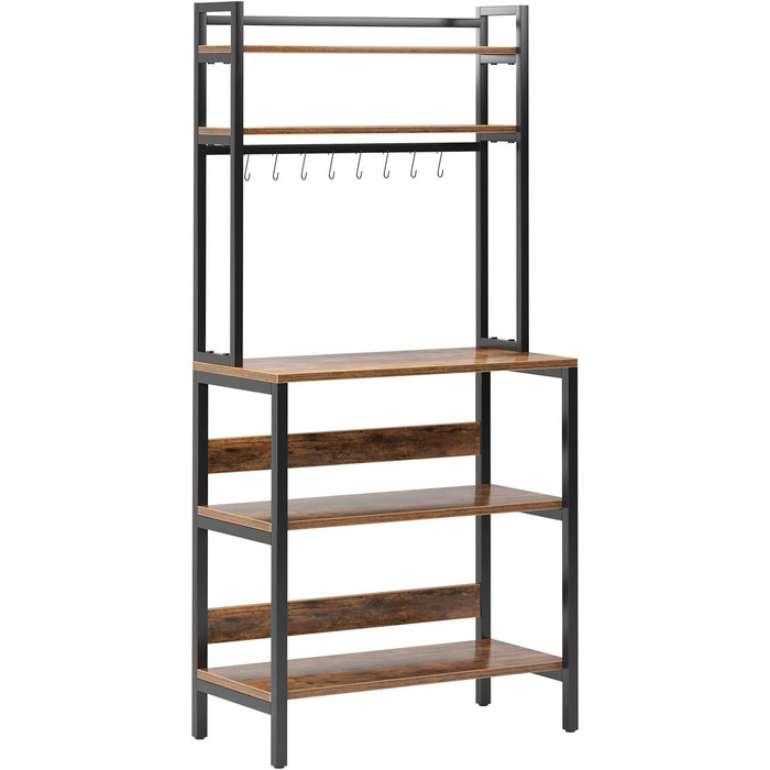 Стелаж для кухні SogesHome 5-ярусний, з гачками, 80x40 см, вінтаж