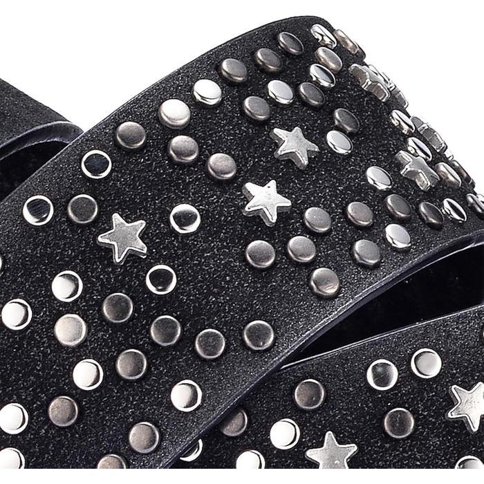 Жіночий шкіряний ремінь Stern з шипами, широкий ремінь для джинсів, регульований, сірий колір