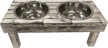 Миска для тварин Huntley Equestrian Pet Berjen, подвійна, піднята, біла (маленька)