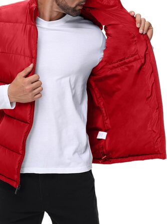 Чоловіча пухова жилетка, водовідштовхувальна, без рукавів, зі стійким коміром, на блискавці, для зими, теплий верхній одяг (XXL, Червоний/Подорож, однотонна (Getaway Solids))