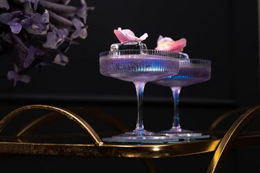 Набір келихів GLASSIQUE CADEAU Vintage Art Deco: 4 шт., 200 мл. Келихи для шампанського, мартіні, дайкірі, коктейлів. Кристал, іризуючий ефект