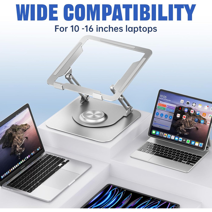 Adjustable Laptop Stand - 360° Swivel Base, Foldable & Portable - Fits 10-17 Inch Laptops (Splitter)