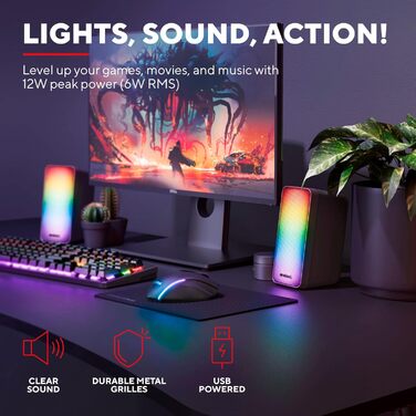 Комп'ютерні колонки Trust GXT 606B Javv 2.0 з RGB підсвічуванням, 12W (6W RMS), USB, чорний колір