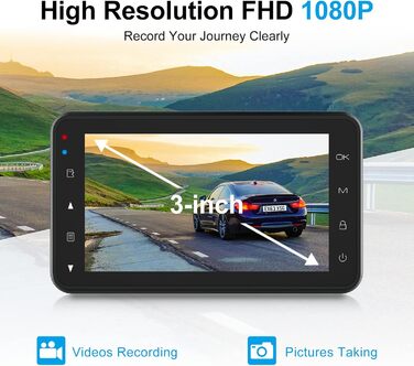 Відеореєстратор AQV Dashcam Auto Vorne und Hinten 4K з WiFi, 64GB SD, Loop, G-Sensor, APP, Нічне Бачення, 170°+140°, Superkondensator, Парковка (Grey-D3)