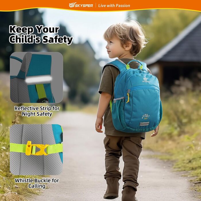 Дитячий рюкзак SKYSPER 10L для хлопчиків та дівчаток, зручний туристичний рюкзак для подорожей, Cyan