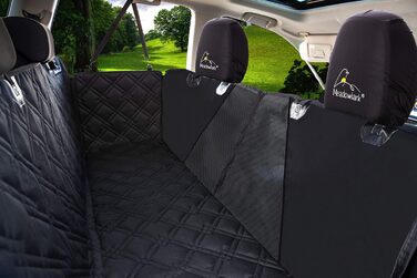 Meadowlark® Автоковдра для собак на заднє сидіння - Водостійка, повна комплектація, сітчасте вікно, захист від шерсті, бруду та подряпин, 2 чохли на підголівники, XL, Чорний (152.5 x 162.5 см)