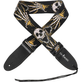 Регульований шкіряний ремінь з черепом для електро- та акустичної гітари та бас-гітари