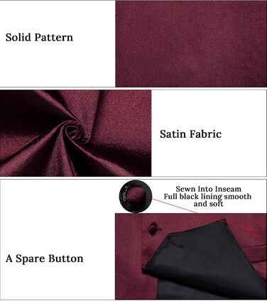 Жилет чоловічий DiBanGu з атласу та краваткою-метеликом, набір для костюма/смокінгу, однотонний, для весілля/вечірки (3XL, атлас, бордовий)