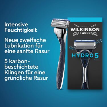 Смінні касети для чоловічої бритви Wilkinson Sword Hydro 5, з карбоновим покриттям та зволожуванням шкіри, 8 шт