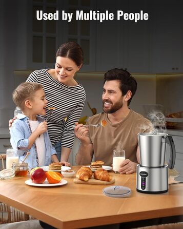 Електричний піноутворювач для молока Morpilot, 500 мл, 650 Вт, нержавіюча сталь, миється в посудомийній машині, для гарячого та холодного молока, шоколаду, антипригарне покриття