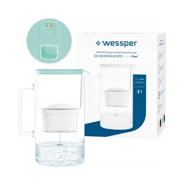 Скляний фільтраційний глечик Wessper D2 BOROSILICATE FF 3л, м'ятний + фільтр