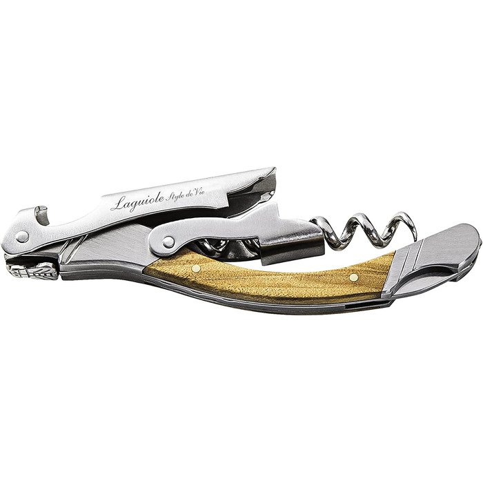 Laguiole Style de Vie Corkscrew, Bottle Opener with Foil Cutter, Olive Wood