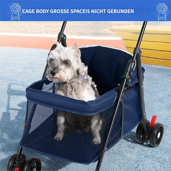 Візок для собак 2в1 до 15 кг, сумка-переноска, блакитний. З гальмом та підстаканниками