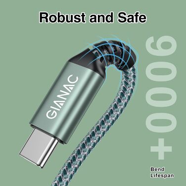 Кабель USB-C 5 метрів: зарядний та передавач даних для Samsung, Huawei, Google Pixel, Sony Xperia (зелений)