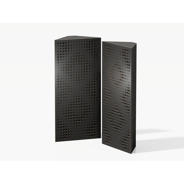 Набір вузьких акустичних басових пасток для кутів, панелі для звукопоглинання та дифузії, 50 x 23 x 10 см, чорний перфорований REBAT (2 шт.)