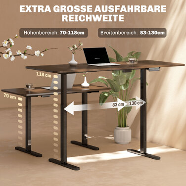 HOMCOM Height Adjustable Desk Frame Electric Table Frame with 2 Motors & 3 Memory Control Desk Legs with Low Noise, Collision Protection Black | Aosom