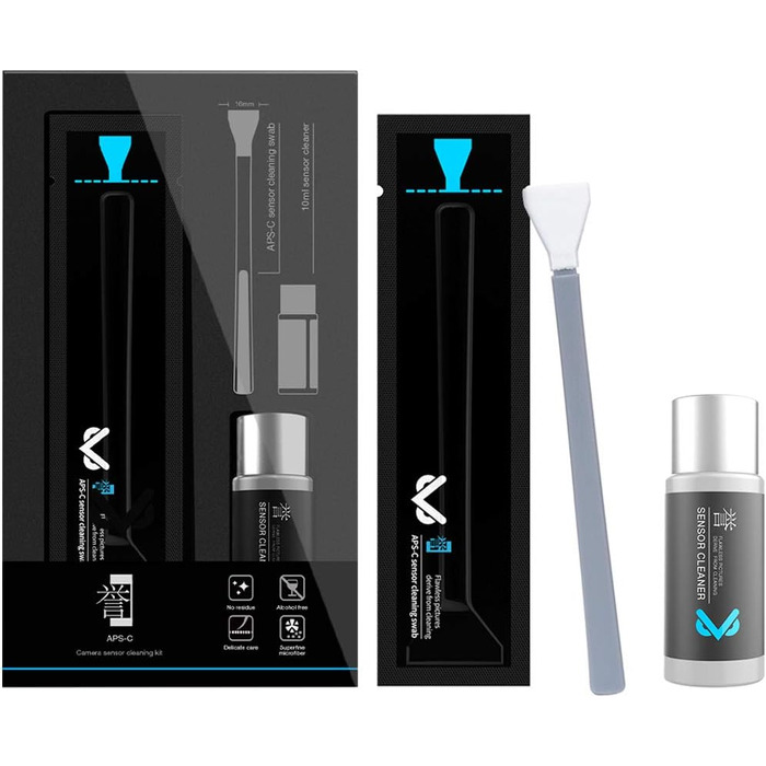Набір для чищення сенсора камери VSGO 12 шт. з розчином 10 мл, сухими стікерами для CCD/CMOS, для Nikon, Sony (16 мм з очисником)
