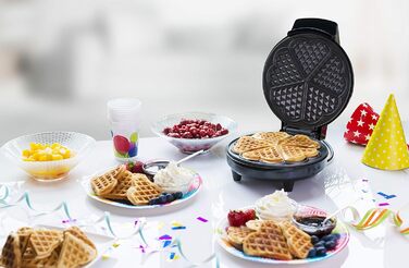 Bestron Heart-Shaped Waffle Maker - Non-Stick 700W Electric Waffle Iron - Single