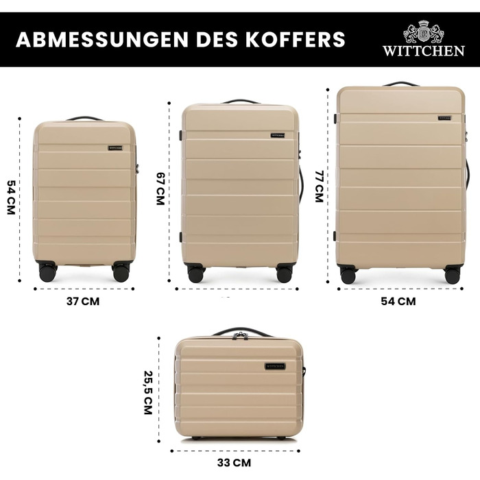 Набір валіз WITTCHEN COMODO Line Beige 4шт. ABS, TSA, телескопічна ручка, 4 колеса