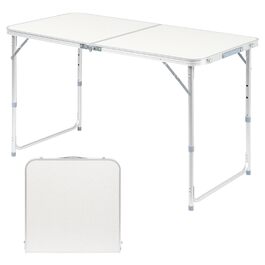 Складний садовий стіл Bonnlo, білий, 86x86x74 см (120x60x70 см) - для пікніка, кемпінгу, балкона, тераси, до 150 кг