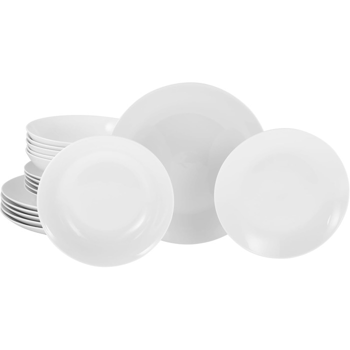 CreaTable Серія Luna Weiss: 12-частинний набір посуду з порцеляни для 6 осіб (набір тарілок)