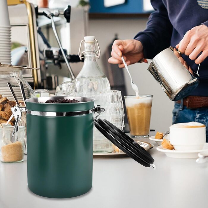 Герметичний контейнер для кави з нержавіючої сталі 1.8L з випускним клапаном, 1.8 л, Vorratsdose для кавових зерен, горіхів, какао