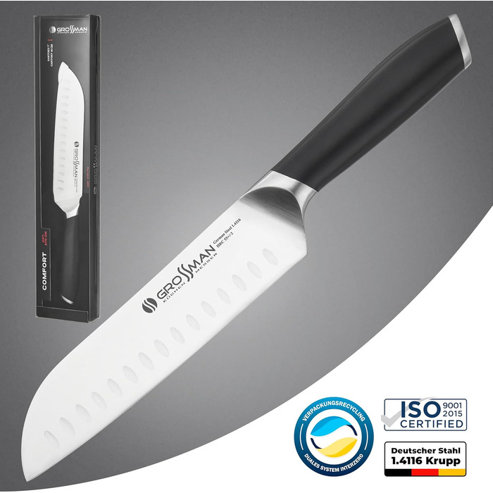 Ніж кухонний Grossman 110EP Santoku, 29 см, сталь, ергономічна ручка