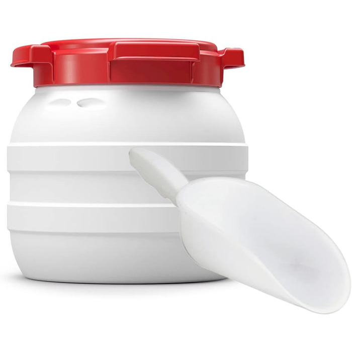 Контейнер для корму для тварин з кришкою та лопаткою | Великий отвір | 3.6 літра, HDPE, преміум-якість