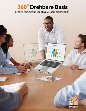 Підставка для ноутбука TECKNET, регульована висота, 360° обертання, складна, для MacBook Air/Pro, до 17