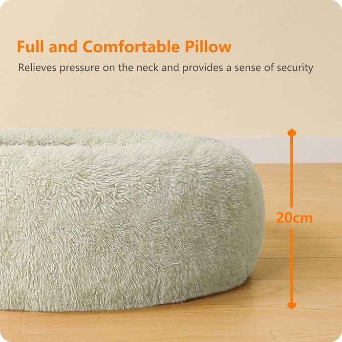 Ортопедичне ліжко для собак, круглий пуф-кіготник, софа для котів та собак, м'яке ліжко-кошик, можна прати, діаметр 100 см, бежеве (100 x 100 x 20 см)