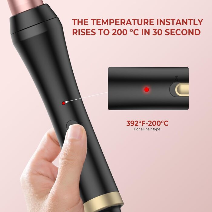 Локшина для волосся UKLISS PRO 32 мм з великою насадкою, для довгих та середньої довжини волосся, 140-200°C, подвійне напруження, рожеве золото (конічне)