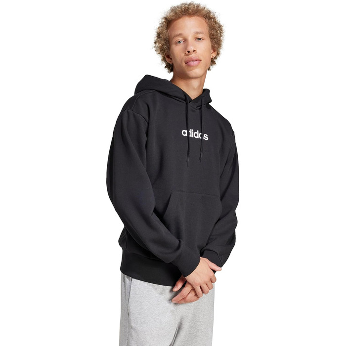 Чоловіча толстовка-худі Adidas Essential Linear Fleece чорного кольору, розмір XS