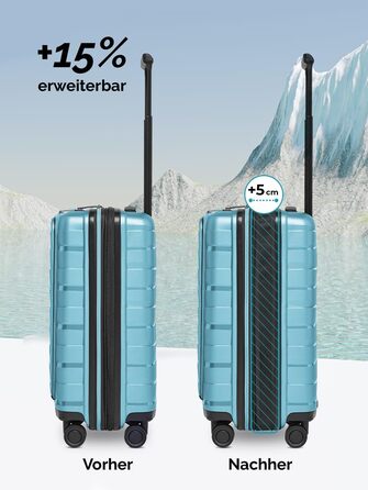 Чемодан середнього розміру з жорстким корпусом | Розкладний валіза-тележка 45 x 27 x 66 см з високоякісного поліпропілену | Унісекс, вага 3,7 кг | Подвійні колеса & TSA-замок (Travel) | Відділення для ноутбука (55 см)