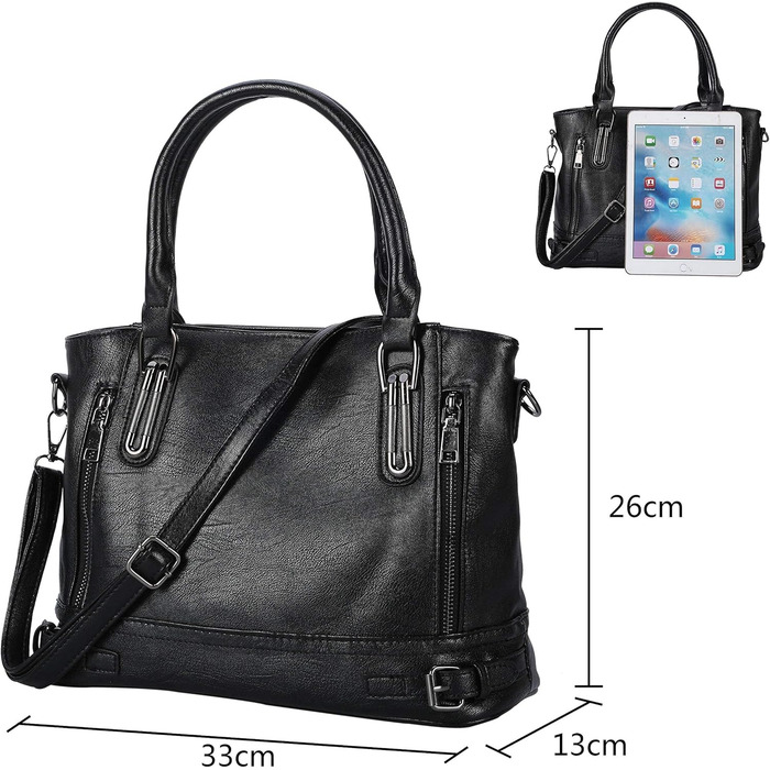 Сумка жіноча VINBAGGE з PU шкіри, шопер, вінтажна, чорна, для офісу та щоденного використання