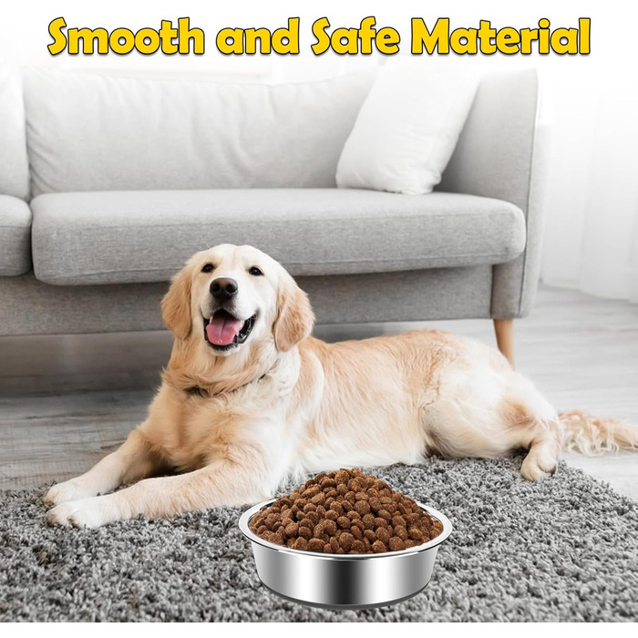 Набір з 4 мисок для собак з нержавіючої сталі, неслизькі миски для корму та води, підходять для собак маленьких, середніх та великих порід