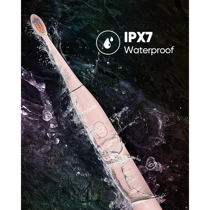 Електрична зубна щітка MySmile DY156 для дорослих: акумуляторна звукова щітка з 3 насадками, таймер 2 хвилини, 5 режимів, 45000 вібрацій на хвилину, 60 днів роботи від однієї зарядки (рожевий)