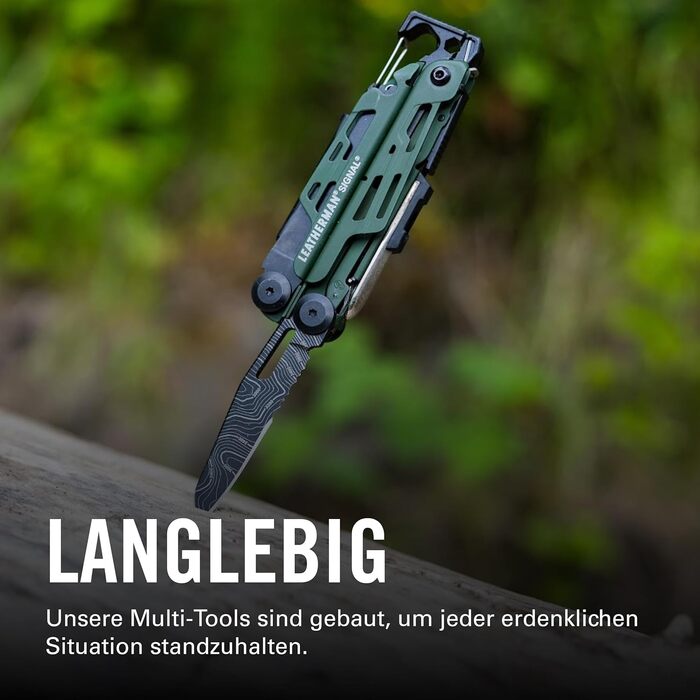 Leatherman Signal - Мультитул для кемпінгу та виживання (19 інструментів) - Зелений з чохлом з нейлону