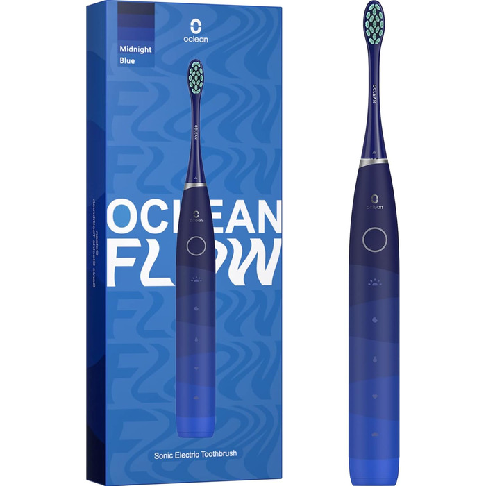 Oclean Flow - електрична звукова зубна щітка, 180 днів роботи від акумулятора, 5 режимів, IPX7, таймер 2 хв, зелений/блакитний