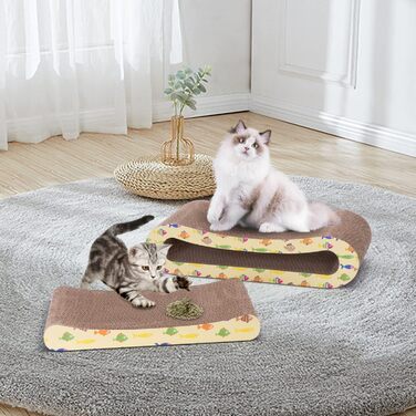 2 x Cat Scratch Board Scratch Cardboard for Cats 2 in 1, Cat Scratcher with Catnip, Recyclable Quality Cardboard Scratch Pad, Scratch Pads Double-Sided Available