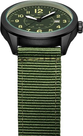 Годинник чоловічий LN LENQIN Military 30M водонепроникні годинники з датою, кварцові, тактичні, з нейлоновим ремінцем (зелено-чорний)