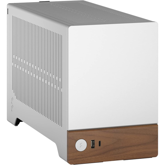 Корпус для ігрового ПК Fractal Design Terra Wood Walnut - mITX, PCIe 4.0, USB Type-C, анодований алюміній (срібло)